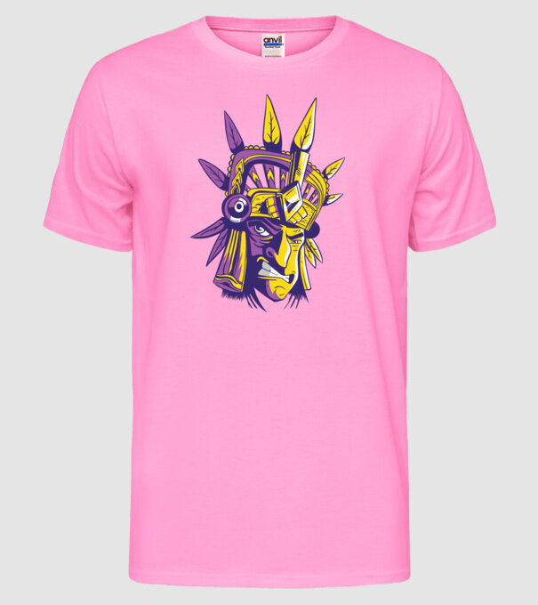 Războinic Aztec model roz neon pe tricou