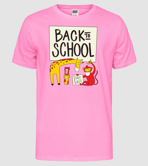 Back To School Animale model roz neon pe tricou