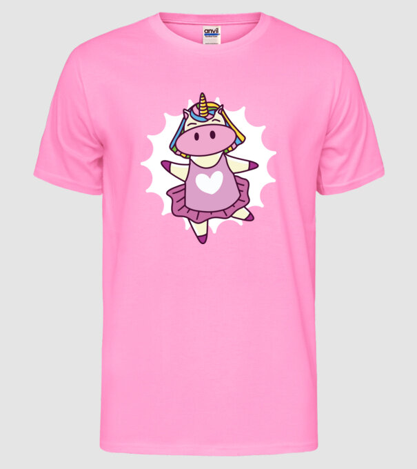 Unicorn dansator de balet model roz neon pe tricou