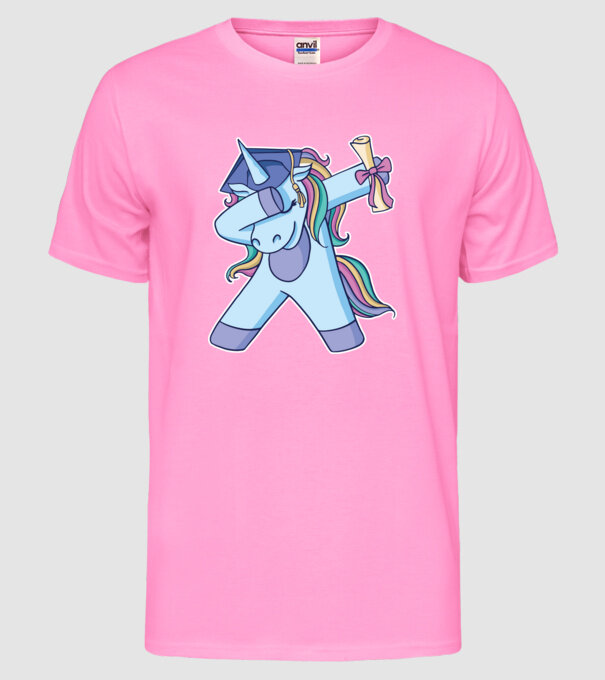 Unicorn Absolvent model roz neon pe tricou