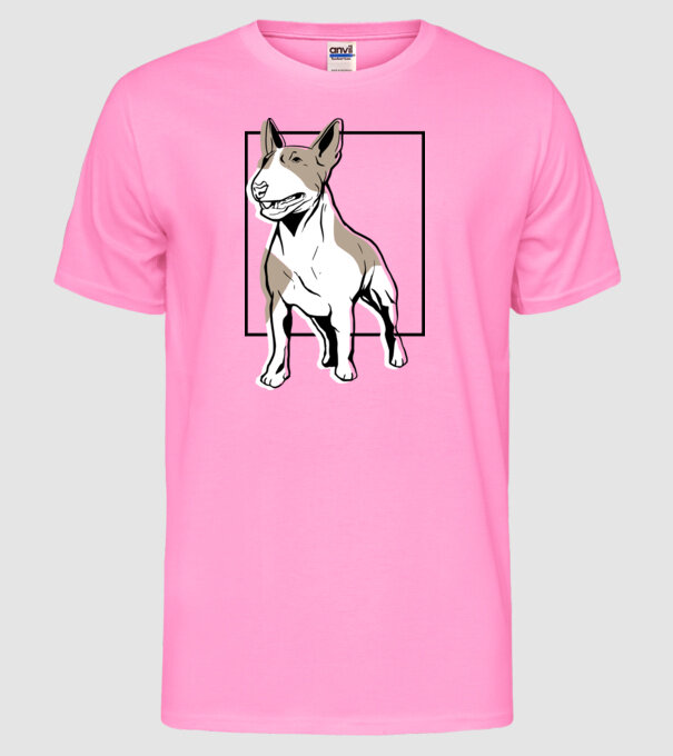 Tricou cu Câine Bull Terrier model roz neon pe tricou