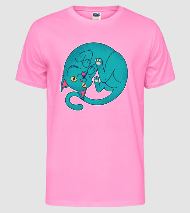 Postură Pisică model roz neon pe tricou