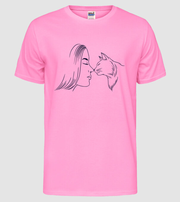 Dragoste Pisică model roz neon pe tricou