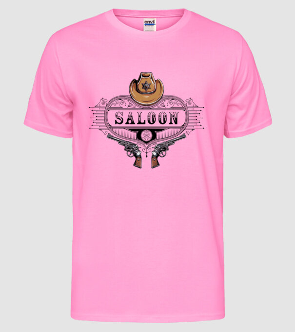 Cowboy saloon western model roz neon pe tricou