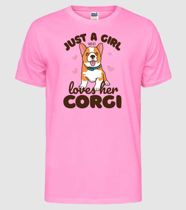 Doar o fată care iubește Corgiul său model roz neon pe tricou