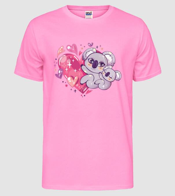 Koala drăguță Anime model roz neon pe tricou