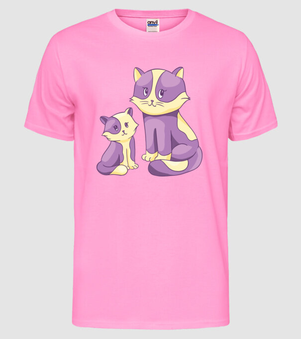 Pisicuțe drăguțe model roz neon pe tricou
