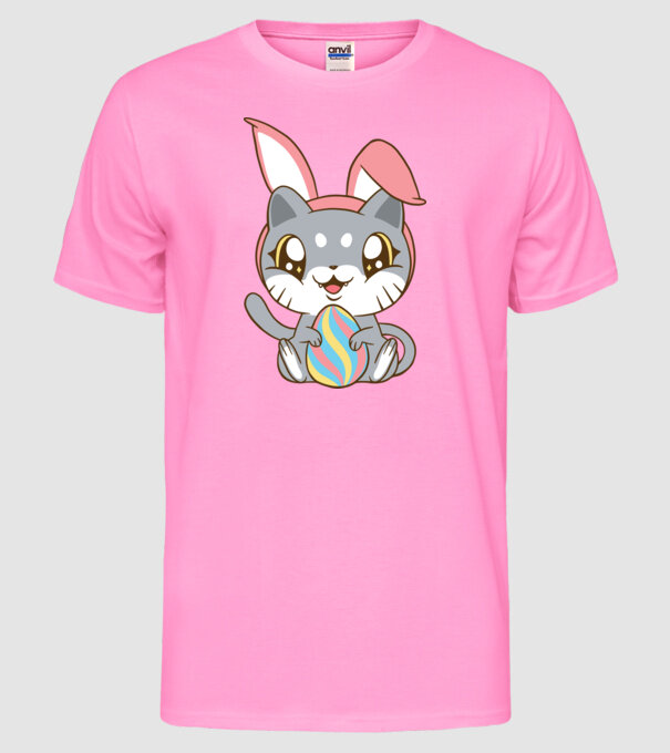 Pisicuță drăguță de Paște model roz neon pe tricou
