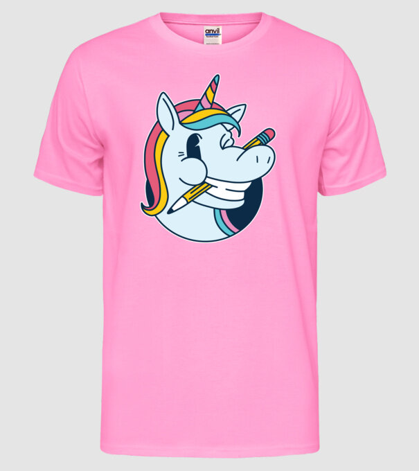 Elev Unicorn drăguț model roz neon pe tricou