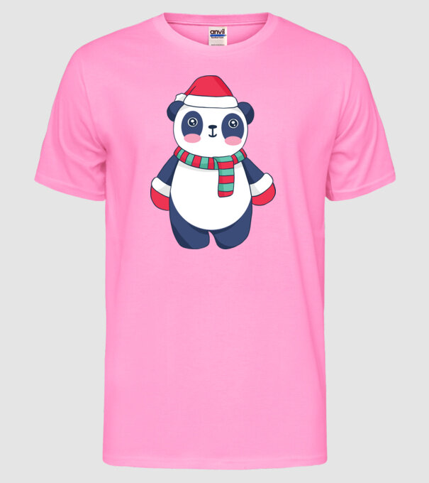 Panda drăguț de Crăciun model roz neon pe tricou