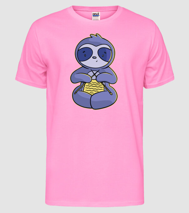 Leneș drăguț tricotând model roz neon pe tricou