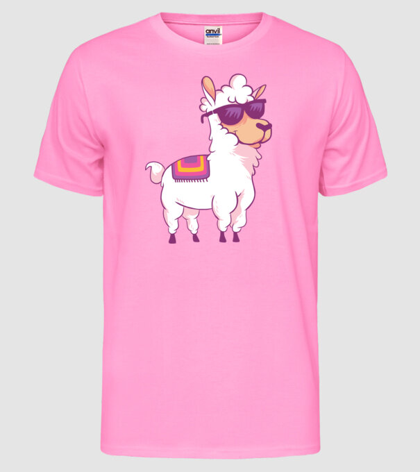Llama drăguț model roz neon pe tricou