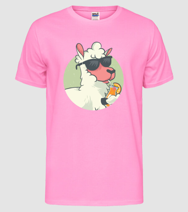 Lama drăguț cu cocktail tricou amuzant model roz neon pe tricou