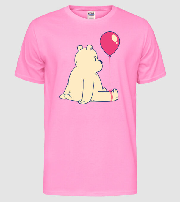 Teddy Drăguț cu Balon model roz neon pe tricou