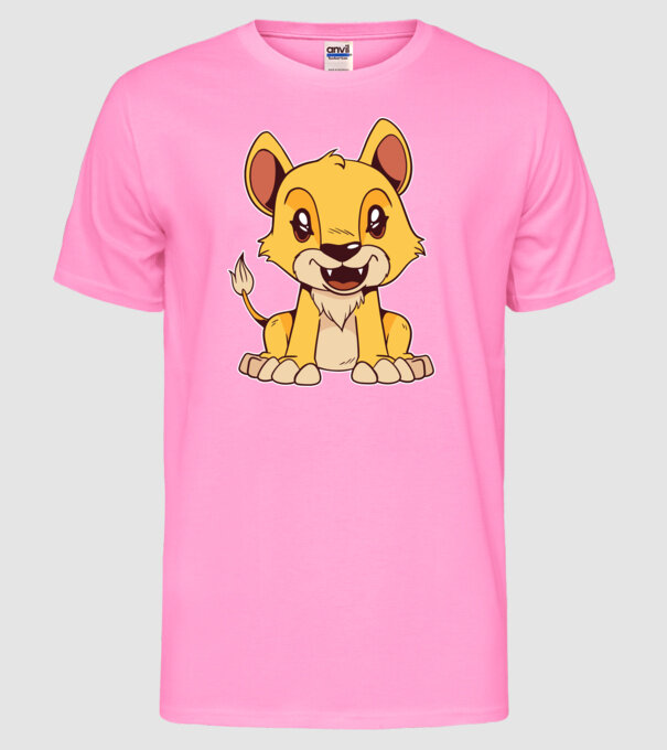 pui de leu drăguț model roz neon pe tricou