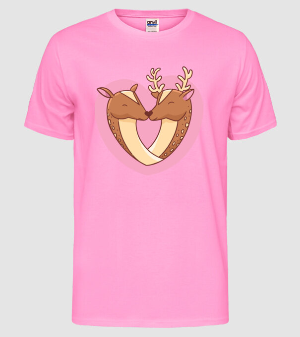 Căprioară și cerb drăguț model roz neon pe tricou