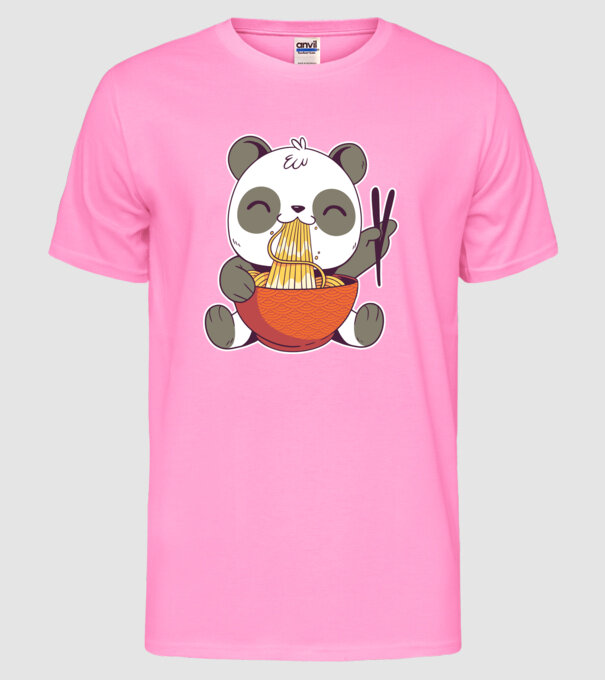 Panda drăguț cu paste model roz neon pe tricou