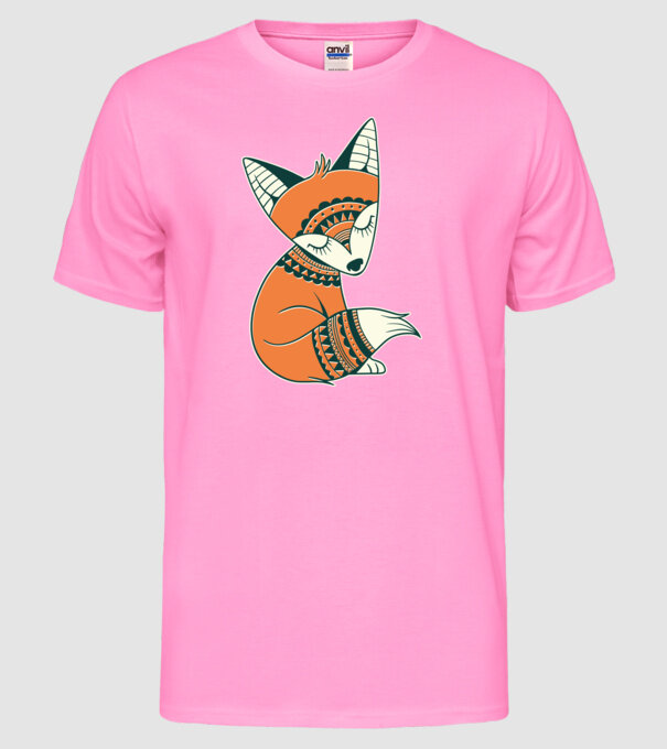 Vulpe drăguță model roz neon pe tricou