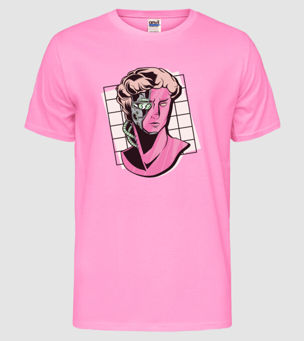 Statuie Cyborg model roz neon pe tricou
