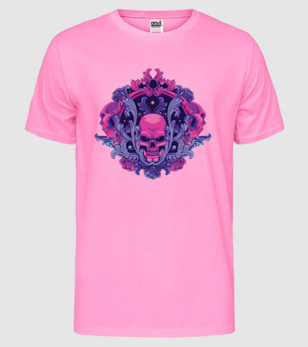 Cranii Dark Skull model roz neon pe tricou