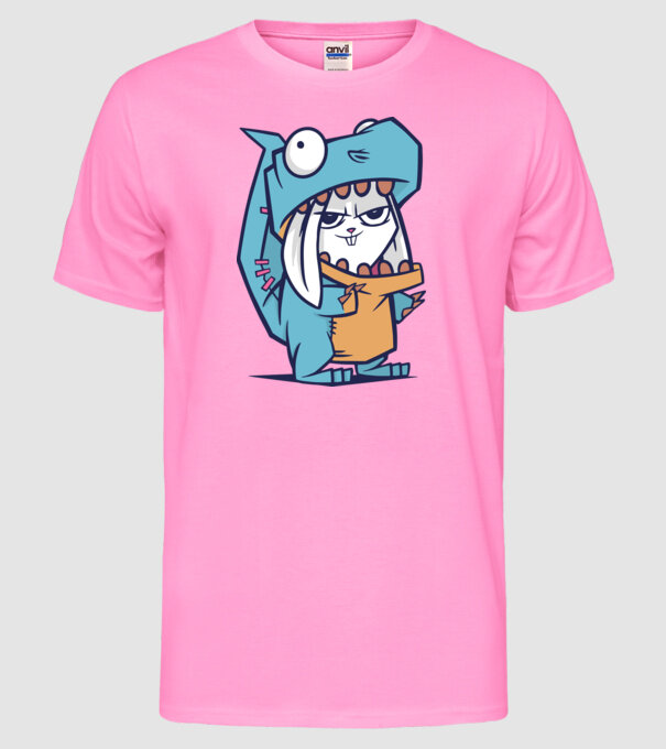 Costum de dinozaur model roz neon pe tricou