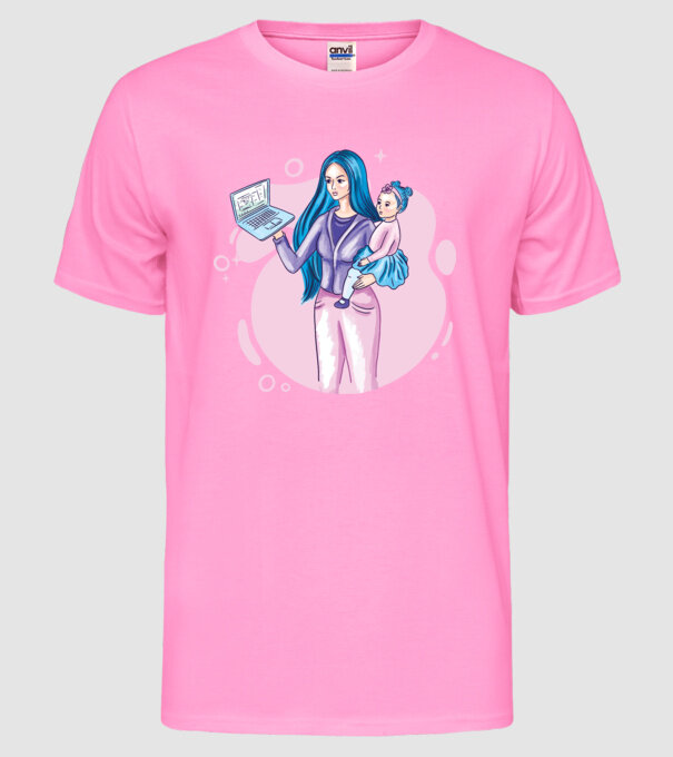 Mamă Lucrătoare model roz neon pe tricou