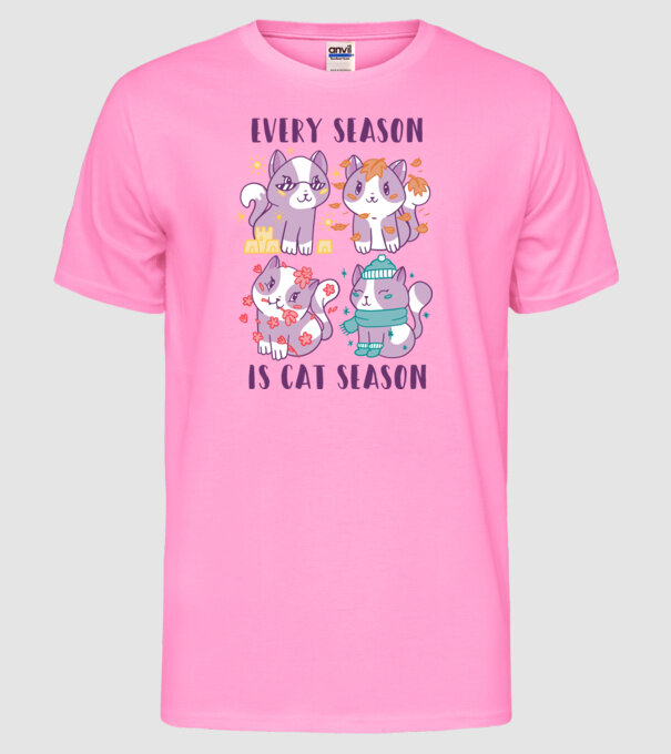 Every Season is Cat Season model roz neon pe tricou