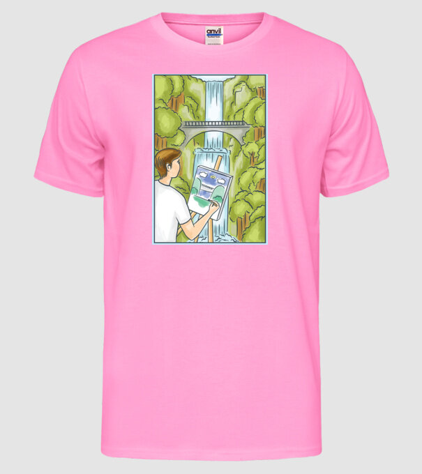 Pictură model roz neon pe tricou