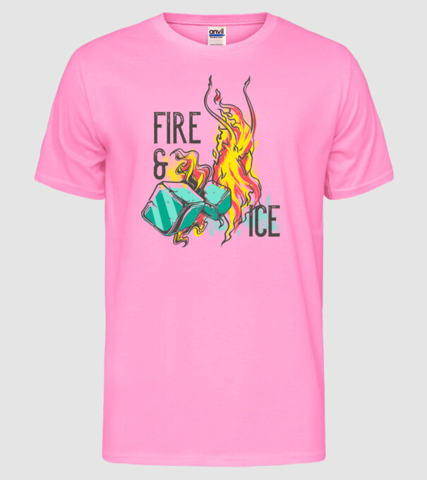 Fire and Ice model roz neon pe tricou