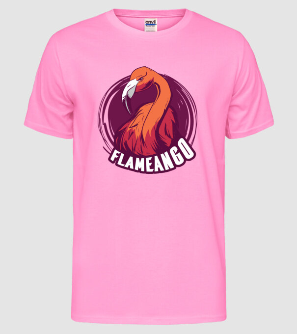 Flamingo model roz neon pe tricou