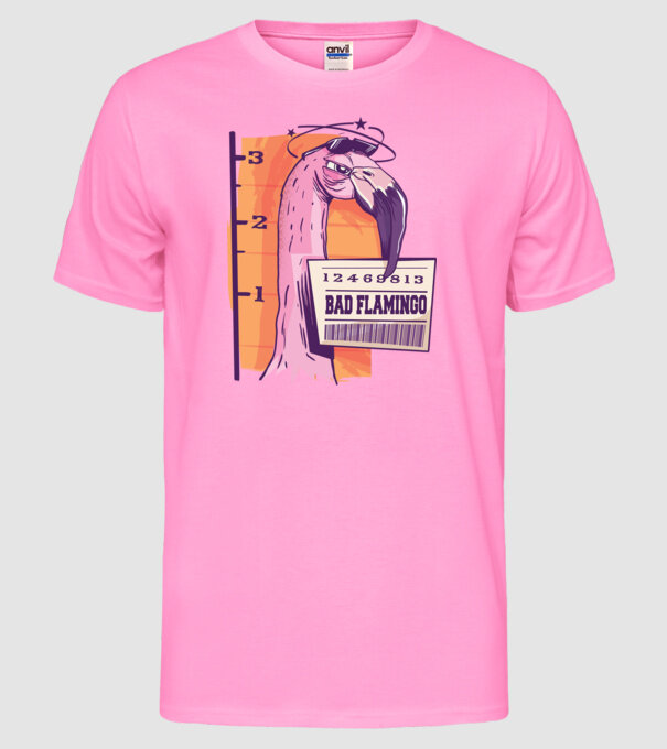 Flamingo arestat amuzant model roz neon pe tricou