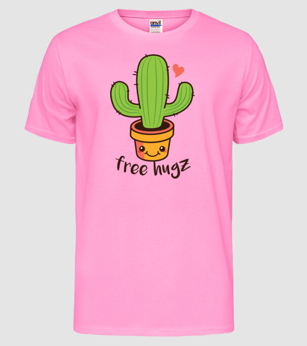 Free Hugz tricou amuzant Cactus model roz neon pe tricou