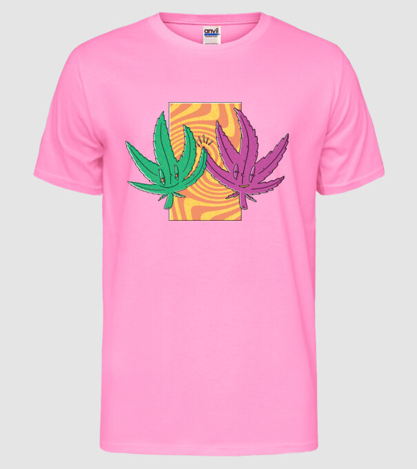 Frunze marijuana salut model roz neon pe tricou