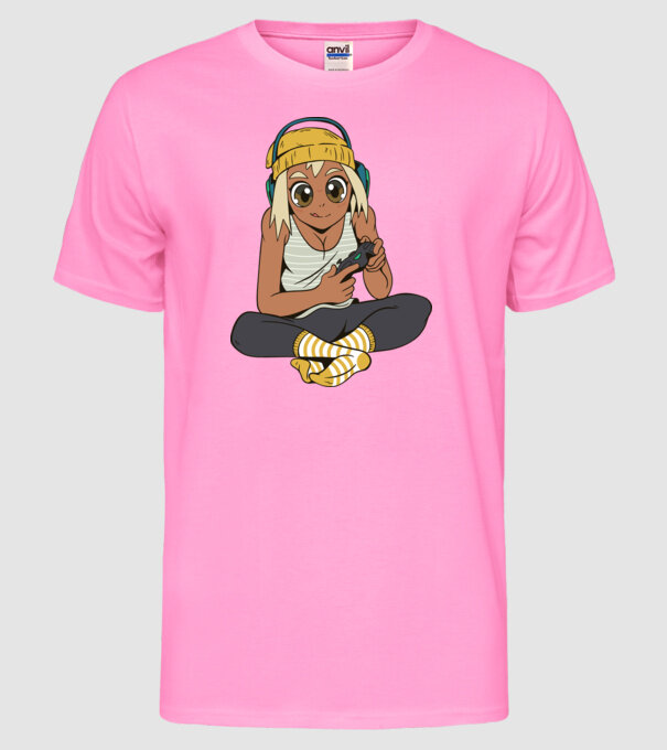 Fată Gamer model roz neon pe tricou