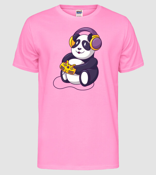 Gamer Panda model roz neon pe tricou
