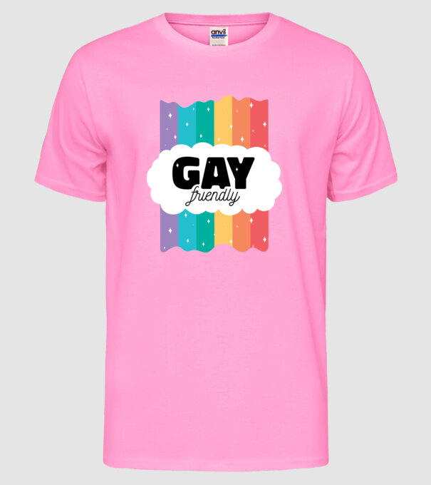 Gay friendly model roz neon pe tricou