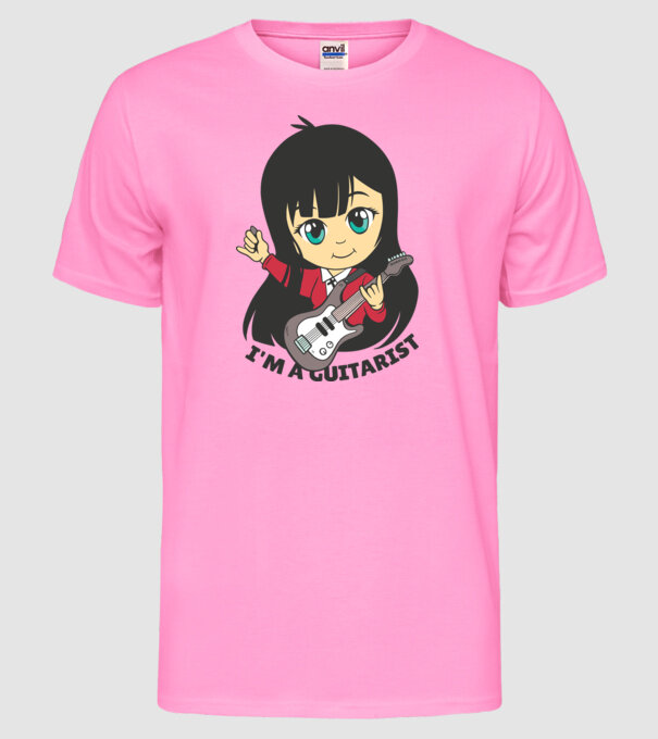 Sunt chitarist fată model roz neon pe tricou