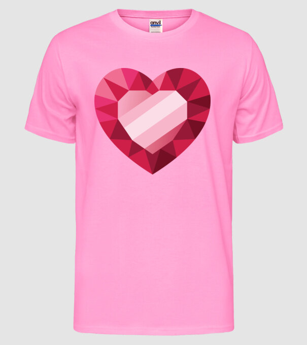 Inimă diamant model roz neon pe tricou