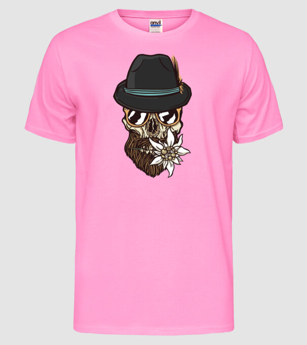 Craniu Hipster model roz neon pe tricou