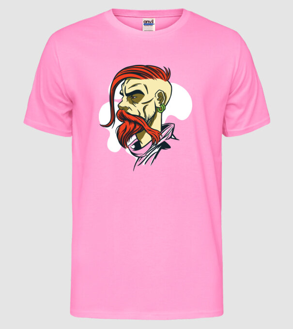 Barbă Hipster model roz neon pe tricou