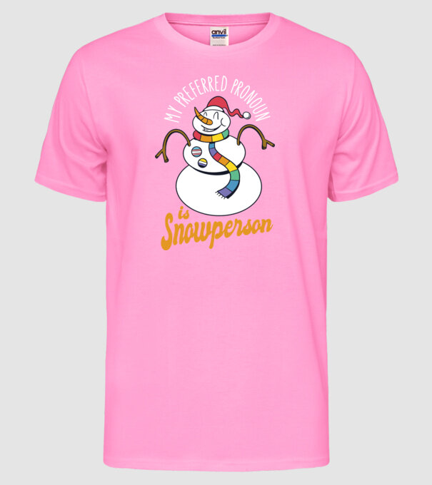 Om de zăpadă model roz neon pe tricou