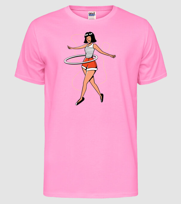 Cerc hula-hoop model roz neon pe tricou