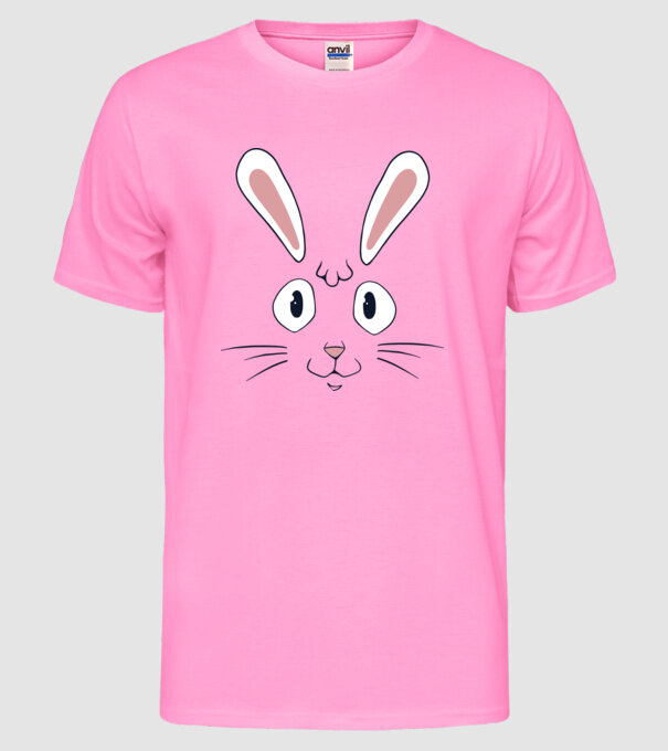 Cap iepuraș de Paște model roz neon pe tricou