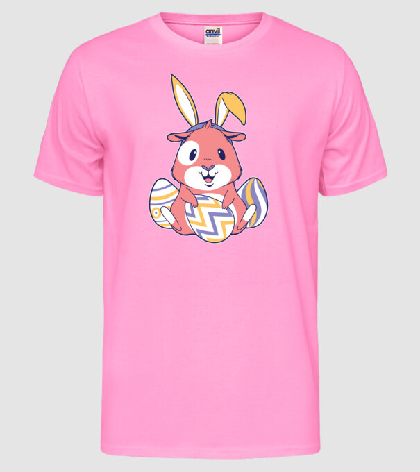Porcușor de Guineea de Paște model roz neon pe tricou