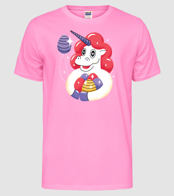 Unicorn de Paște model roz neon pe tricou