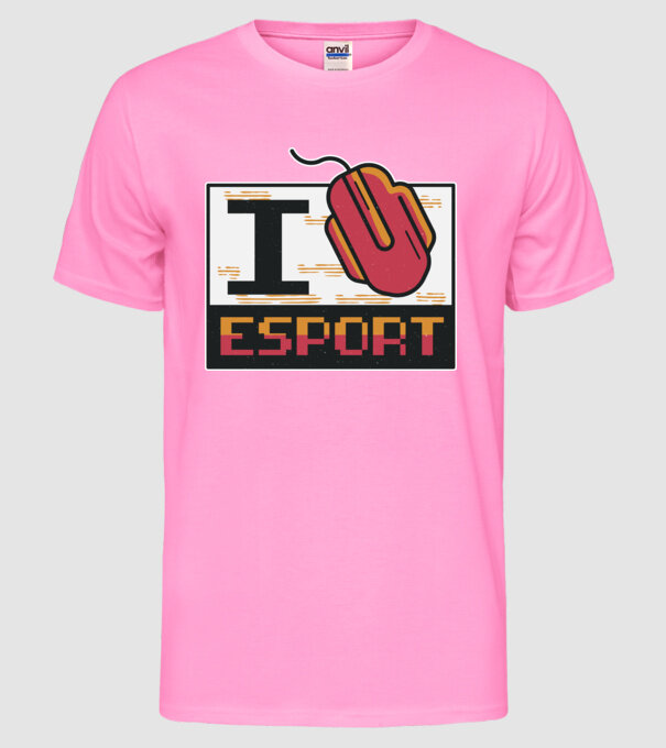 I love Esport model roz neon pe tricou