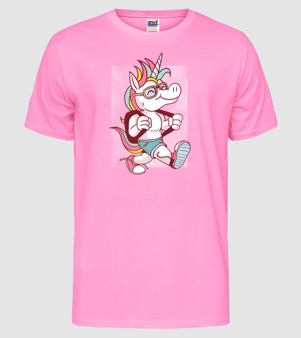 Unicorn școlar model roz neon pe tricou
