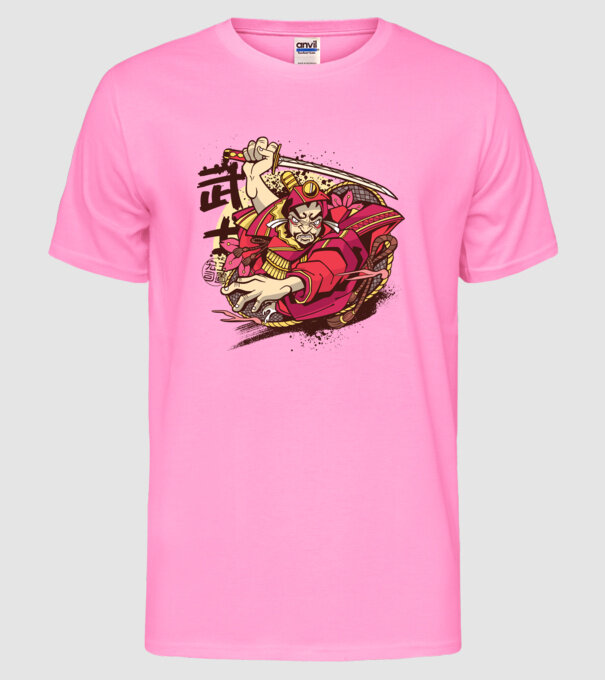 Războinic japonez model roz neon pe tricou