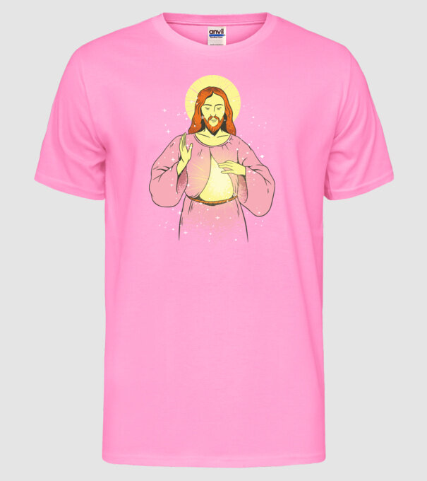 Iisus Hristos model roz neon pe tricou
