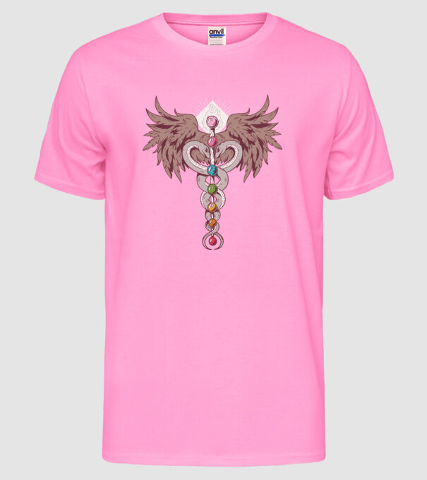 Chakra yoga model roz neon pe tricou
